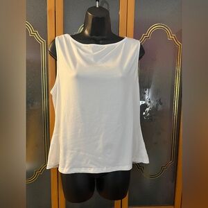 White 1x Cowl Neck Tank Top | Sleeveless | Women’s Size — 21” Length
